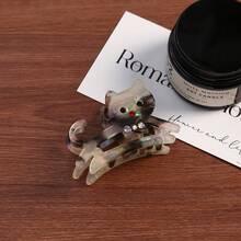 New Arrival Exquisite Cat Hairpin With Rhinestone Edge, Animal Hair Clip, Hair Claw With Rhinestone, Cute Acetate Fiber Hair Clip With Rhinestone Cat Hair Claw Clip, Cat Hair Clip, Cat Hair Claw Clip For Women And Girls - Multicolor - View 6