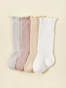 4雙嬰兒木耳邊過膝襪 - 彩色 - 查看 7