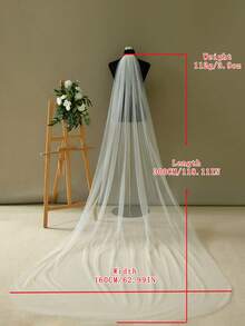 1 pièce Voile de mariée pur et transparent, longueur cheville, minimaliste et élégant - riz - Voir 10