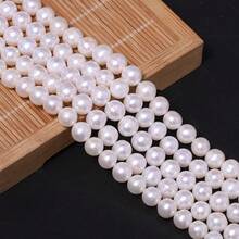 天然淡水珍珠 - 不对称椭圆/圆形珠子，淡水珍珠，适合珠宝制作、工艺品制作和礼品赠送 - 白色 - 查看 5