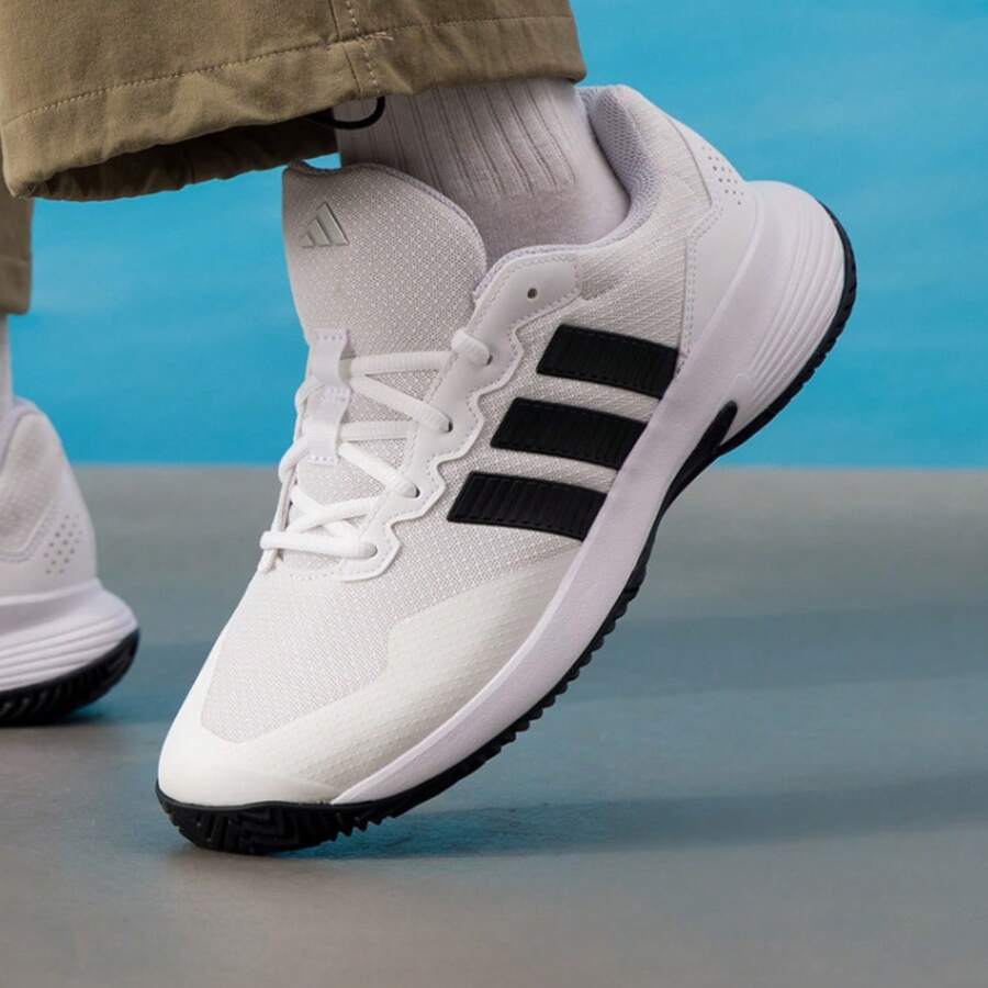 Adidas Men's New GameCourt 2 Tennis Training Shoes - Black and White - View 1