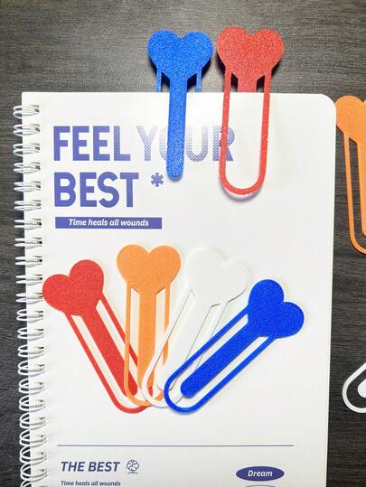 2pcs Creative Heart-Shaped Bookmarks - White, Red, Orange, Blue, Notebook Bookmarks, Durable Plastic Reading Accessories, Suitable For Book Lovers, Study Aids, Home Reading, Enhance Reading Comfort And Joy, Bright Colors, Easy To Carry, Essential For Back-To-School Reading Season