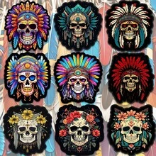 9-Piece Round Diamond Painting Coaster Set - 5D DIY Full Drill Skull Coaster Kit, Wooden Plywood Material, Adult Home Decor Drink Mat With Character Theme Design - BD027 - View 3