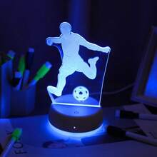 1 pieza Lámpara de noche 3D de jugador de fútbol, alimentada por USB con control táctil y de interruptor, lámpara ambiental multicolor, lámpara de escritorio y de ambiente para dormitorio, lámpara decorativa para habitación, luz de noche novedosa, luz de noche para mesita, regalo para aficionados al deporte - jugar fútbol - Ver 11