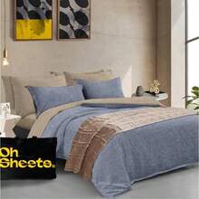 Juego de Edredones King Size Hecho de Microfibra Catiónica 11 Piezas con Camino de Cama Plumones Microfibra Jaspeada Suave y Lavable a Máquina Ropa de Cama Azul Beige - El mar Serena - Ver 5