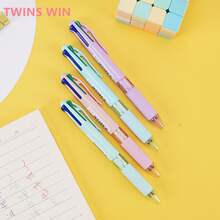 4 piezas Bolígrafos retráctiles multicolor, incluyen tinta roja, azul, negra y verde, punta media, escritura suave, Body de plástico ovalado ergonómico, adecuado para estudiantes y uso en oficina - 4 colores/juego - Ver 4