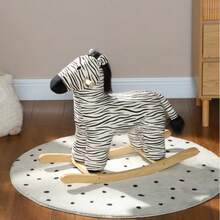 Zebra Shaped Kids Rocking Horse With Realistic Sound For 2-4 Years, Black - White - View 1