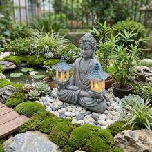 LUMIARTISAN Meditating Buddha Statue With Solar Lights, Zen Garden Decor For Home, Patio, Yard, Outdoor – Unique Gift For Women And Friends(Two Pavilions) - Hai Nhà Triển Lãm - Xem 3
