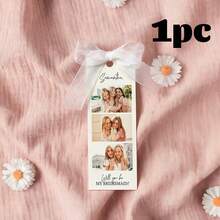 1/3pcs Personalised Photo Strip Bridesmaid Proposal Card,Customize Photo And Text,Photo Bridesmaid Proposal Card Template,Will You Be My Bridesmaid Card Proposal Photo Card Boho Rustic Modern Minimalist Wedding Calligraphy,Bridesmaid Proposal Photo Strip Card,Satin Ribbon Bow, Maid Of Honor - Multicolor - View 9