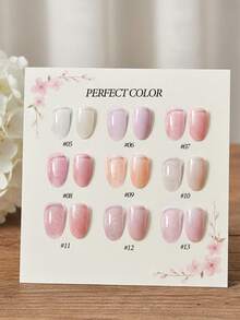 9色亮片橡胶底胶指甲油12ml粉色亮片橡胶底胶指甲油，自流平UV结构胶橡胶底胶，适用于可卸UV/LED美甲，美甲套装，美甲用品，DIY家庭沙龙美甲礼品，女士 - 彩色 - 查看 5