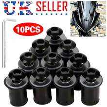 Motorcycle Windscreen Screen Bolts Screw Kit M5 Bolts Rubber Well Nuts Washers - Black - View 1