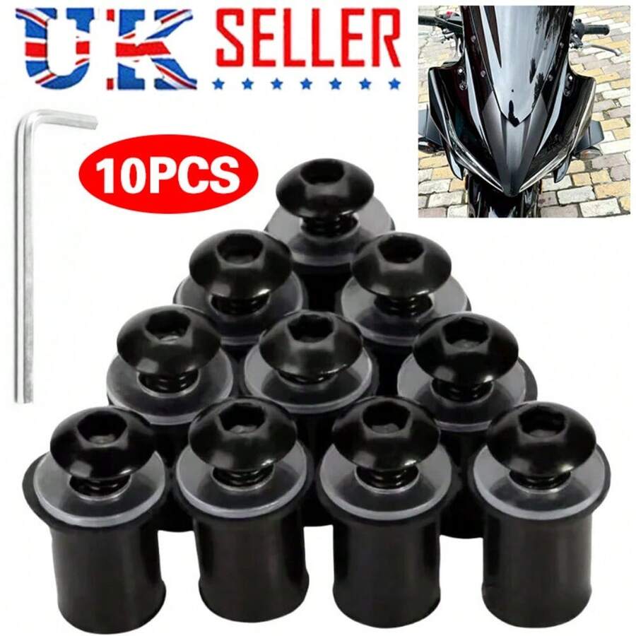 Motorcycle Windscreen Screen Bolts Screw Kit M5 Bolts Rubber Well Nuts Washers - Black - View 1