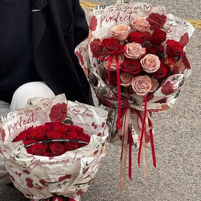 10张花卉礼品包装纸，DIY鲜花包装纸，适用于情人节花束、母亲节、婚礼、周年纪念日、生日礼物DIY包装和花束包装 | 高品质礼品包装纸