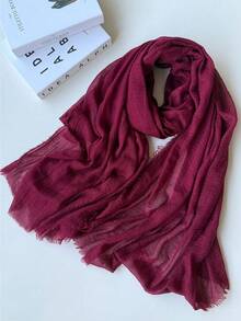 1pc Plain Casual Comfortable Elegant Classic Spring/Autumn New Versatile Beach Headscarf Sun Protection Stylish Combination Women Scarf - A - View 4