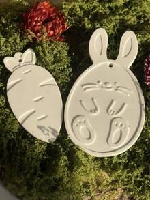 1 pieza Molde de silicona de 9 en 1 para colgante de conejo de Pascua, molde creativo DIY para flor, zanahoria, etiqueta, decoración del hogar / regalo, molde de resina epoxi, molde de artesanía, molde de yeso para decoración de arte de Pascua - Molde para colgar huevos de Pascua 9 en 1 con forma de conejo - Ver 8