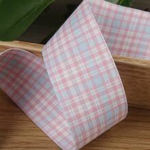 Dual-Color Plaid Heart Print Ribbon, Handmade DIY Bow, Hair Accessory, Lolita Clothing Trim Ribbon - Multicolor - View 9
