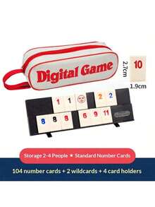 Juego de 4 estantes, 106 fichas, set de viaje con bolsa de transporte, juego de mesa clásico familiar, juego de cartas y mesa para adultos y ocio - Multicolor - Ver 9