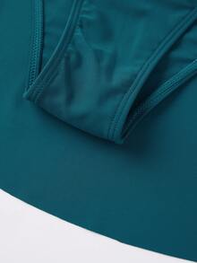 Womens One Piece Swim Dress Retro Tummy Control Modest Swimsuit Ruched Wide Strap Square Neck Bathing Suit - 孔雀藍 - 查看 11