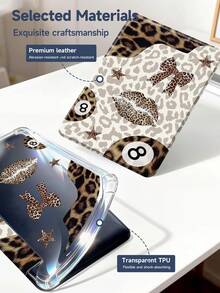 Leopard-Print Lips, Lucky 8 Billiard Balls, Leopard-Print Stars Tablet Case Compatible With Air 11-Inch M3 2025 / M2 2024, Air 5th Generation 2022 , (A16) 11 Inch 11th Generation 2025,Compatible With Samsung Galaxy Tab,Kindle Paperwhite 12th Gen 2024, Clear Back ,Fashion Pattern Protective Case,Automatic Sleep And Wake-Up Function, Airbag Protection, Suitable For Gifts And Office Use - Multicolor - View 10