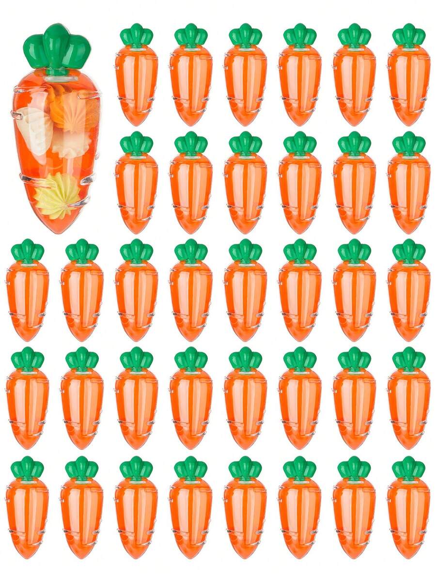 10/5/1个装胡萝卜造型糖果盒 - 可爱透明塑料胡萝卜造型可重复使用收纳盒;复活节糖果礼盒、复活节派对礼品、复活节彩蛋寻宝奖品、复活节篮子装饰、复活节餐桌装饰 - 彩色 - 查看 1
