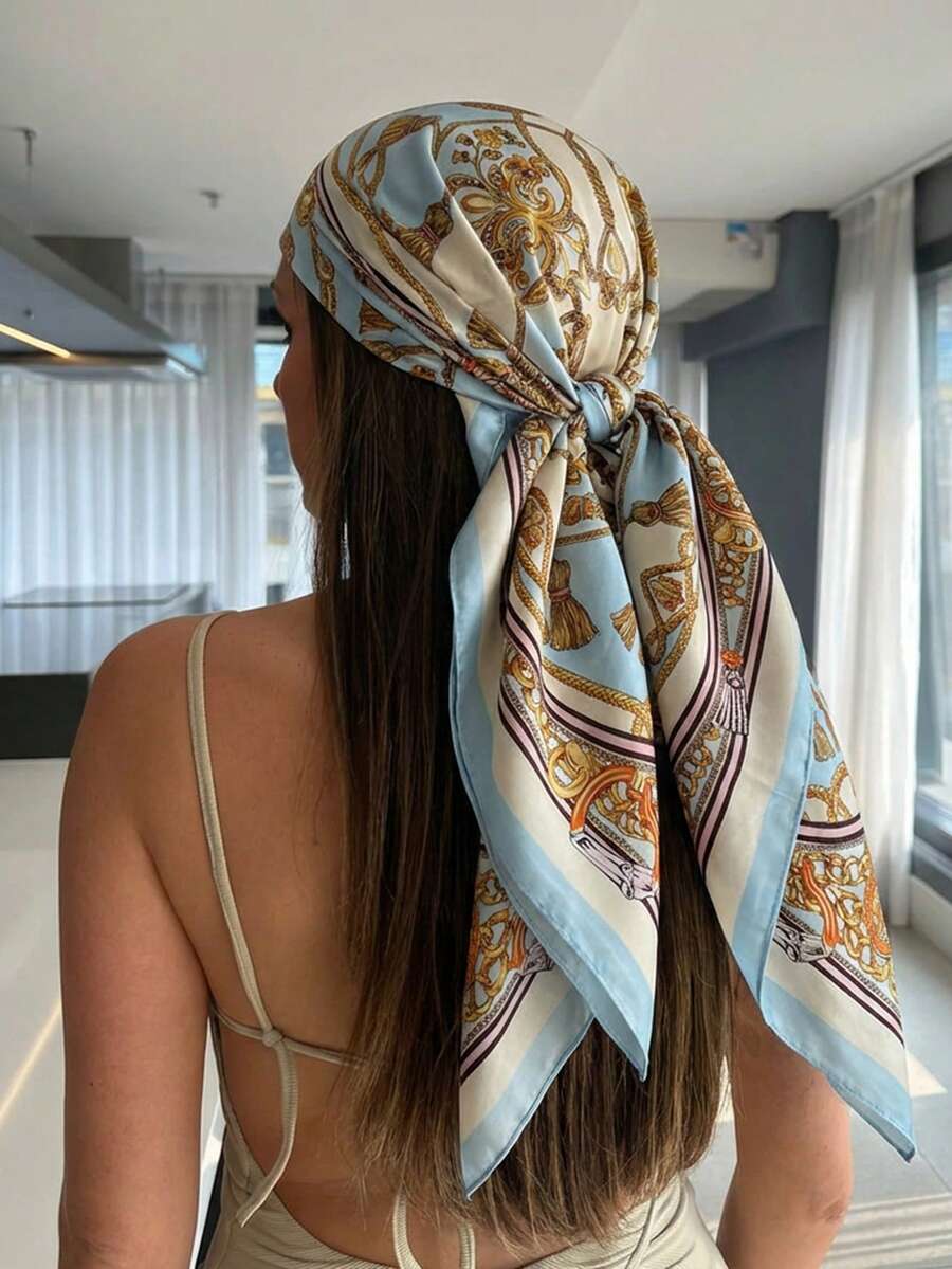 1 chiếc khăn/khăn bandana nữ kiểu dáng retro họa tiết Paisley, chất liệu satin mềm mại, thích hợp để phối đồ hàng ngày, đi nghỉ mát, dự tiệc biển, mùa xuân/hè.