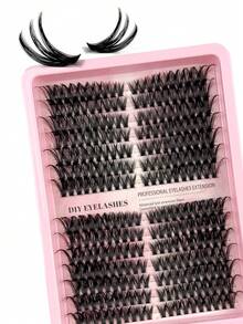 280片自粘式蓬松浓密狐狸眼假睫毛，8-16mm混合长度，单根纤长卷翘，DIY睫毛嫁接，自然纤长D型卷翘，打造性感妆容效果，适合约会、派对和聚会等场合佩戴。 - D - 查看 3