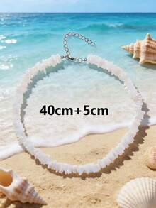 1 Pc Multi-Color Natural Shell Beaded Necklace, Suitable For Women Everyday, Beach, Vacation And Leisure Wear - White - View 11