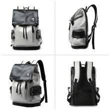 Leather Laptop Backpack For Men Vintage Backpack Fits 15.6\ Laptop Waterproof Drawstring Backpack For Travel Daily Business White - White - View 3
