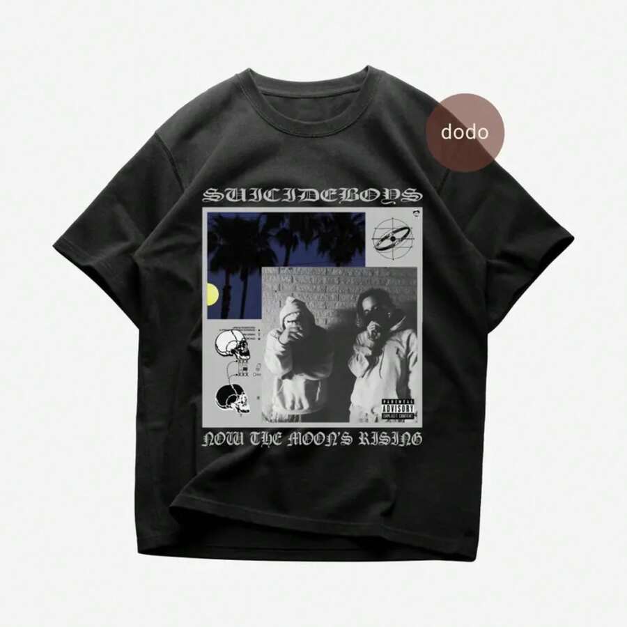 SuicideboysA T-Shirt - Rap Music Shirt - Now The Moon's Rising Album - SuicideboysA Album Shirt - SuicideboysA Merch - Unisex Rapper Clothing - 黑色 - 查看 1