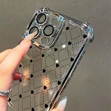 1 Stück, schwarzes Liebesmuster, einfaches, stilvolles, quadratisches Handyhülle für iPhone 11/12/13/14/15/17/Air/Pro/Plus/Pro Max und Galaxy S22/S223/S84/S25/Ultra/FE/EDGE. Geeignet als Geschenk für Freunde oder Valentinstagsgeschenke. - Verschiedenfarbig - Übersicht 8