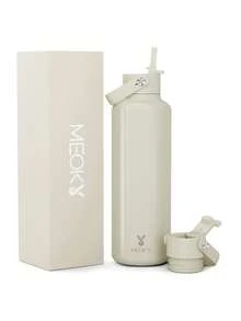 Cốc giữ nhiệt Meoky 24oz có nắp 2 vòi và ống hút, cốc giữ nhiệt, giữ lạnh 24 giờ, chống rò rỉ, cốc cà phê giữ nhiệt bằng thép không gỉ, cốc du lịch bằng thép không gỉ, bình nước thể thao hai lớp bằng thép không gỉ cho thể thao, phòng tập thể dục, du lịch và trường học - Màu be - Xem 11