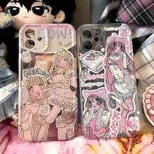 Comic Kawaii Pink Anime Girl Phone Case For Samsung Galaxy S24 S23 S22 S21 S20 S10 Note20 FE Ultra Plus 4G 5G Stylish Cute Clear - QN-247QN24116401 - 查看 4