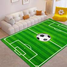 Soccer Field Green Pitch Ball Pattern Area Rug Washable Rug Vintage Traditional Floor Cover Foldable Thin Retro Accent Indoor Non Slip Carpet Print Mat Bedroom Living Room Bathroom Home Decor Large Carpets Dining Room Rug Kitchen Rugs For Entryway - A - 查看 3