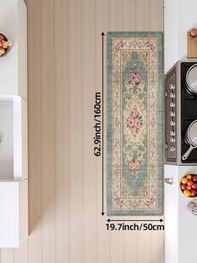 1pc European Style Floral Pattern Long Kitchen Mat, Suitable For Bathroom, Kitchen, Outdoor, Indoor, Hallway, Bedroom, Living Room, Machine Washable Kitchen Rug - Multicolor - View 12
