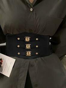 1条女士弹力腰带，多功能时尚束腰带，适用于连衣裙、衬衫、西装，腰带可调节 - 彩色 - 查看 7