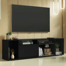 Madesa TV Stand Rack 5 Spaces Up To 80 Black 03 - Black - View 1