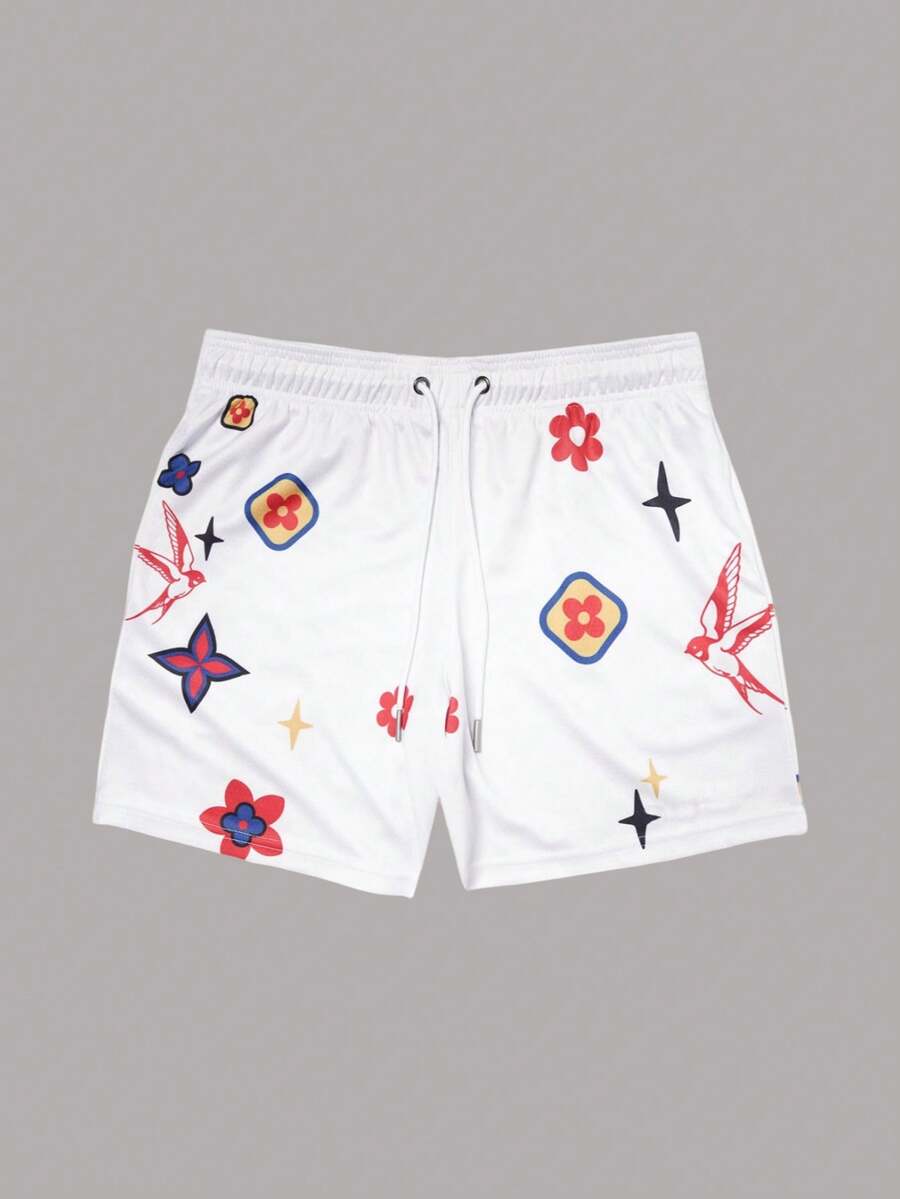 Men's Statement Print Shorts Fashion Designer Patterned Casual Daily Wear Shorts - 彩色 - 查看 1