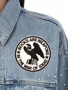 1pc Black & White Book Embroidered Iron-On Patch, Suitable For Sweatshirts - A - View 7