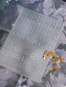 Kariertes Muster transparente Sprühlack Nail Art Sticker, 1 Stück Dual-Zweck Sticker und Accessoire französischer Herz-Design DIY Nail Sticker und Abziehbilder - Nagelzubehör und Nail Charms für Mädchen und Frauen - Herbst-Winter-Nägel für Nail Art Zuhause und Salon - Verschiedenfarbig - Übersicht 38