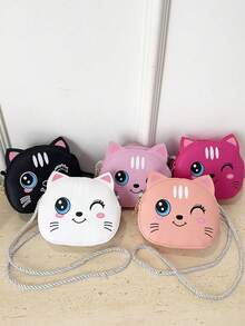 1pc Young Girl PU Leather Zipper Closure Cute Cartoon Cat Mini Crossbody Bag, Suitable For Daily Use - Cat - View 2