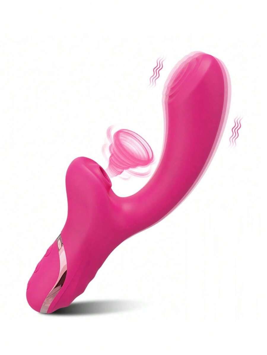 2-en-1 Vibromasseur clitoridien, jouet sexuel féminin, ventouse clitoridienne, stimulateur clitoridien et vaginal, produits pour adultes féminins (18 ans et plus), jouets sexuels - Rouge - Voir 1