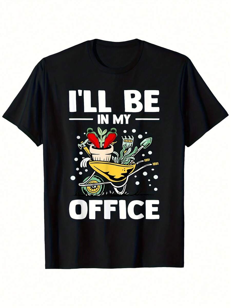 Camiseta de jardinero con chile "I'll Be In My Office" para hombre - Camiseta de algodón pesado de 180 g con diseño de jalapeño y pimiento - Regalo informal de broma para el trabajo, atuendo para fiesta en el jardín (tallas S-XXX) - Negro 17 - Ver 1
