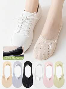 1/3/6 Pairs Women's Boat Socks, Super Thin Low-Cut Invisible Socks, Non-Slip, Breathable, Suitable For High Heels, Spring/Summer/Autumn - Multicolor - View 1