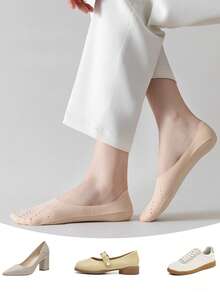 1/3/6 Pairs Women's Boat Socks, Super Thin Low-Cut Invisible Socks, Non-Slip, Breathable, Suitable For High Heels, Spring/Summer/Autumn - Multicolor - View 4