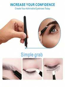 4pcs Precision Tweezers Set - Professional Stainless Steel Eyebrow Tweezers, High Precision For Facial Hair, Debris And Ingrown Hair Removal (Black) - Multicolor - View 10