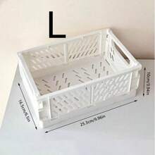 1个可折叠塑料收纳篮 - 可堆叠桌面整理盒，适用于文具、化妆品、小物件，S/L码 | 多功能、轻便、节省空间设计，适用于家庭办公室、梳妆台、化妆台、手工室，易于折叠，底部防滑，内部隔层透明，现代简约美学 - 彩色 - 查看 10