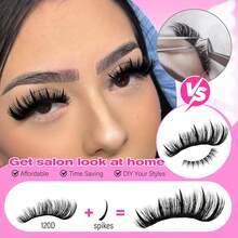 Spiked Lash Clusters With Bottom Lashes, Mega Volume Wispy Eyelash Extensions (120D, 5-21mm) - A Spikes Lash Clusters With Bottom Lashes 120D I - View 2