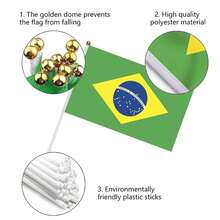 Banderillas de Brasil, MXBRF-000, 1Pza, Brasil, 14x21cm, Tela Poliéster, Asta Plástico. - Multicolor - Ver 3