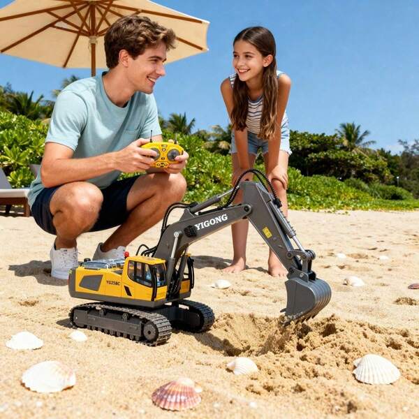 For The Young Engineer: A 1:20 Scale RC Heavy-Duty Excavator With A 680° Full Rotation And A Robust Metal Bucket. This Highly Interactive Construction Toy Is A Must-Have For Boys Aged 6-12, And An Excellent Holiday Surprise To Foster Hands-On Learning. Perfect Gift/Toys For Boys/Construction Toys/Cyber Truck/Excavator Toys
