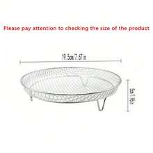 1/3 piezas Rejilla apilable de acero inoxidable para freidora de aire, bandeja deshidratadora multicapa, apta para freidora de aire, microondas, vaporera, reutilizable - Plateado - Ver 13